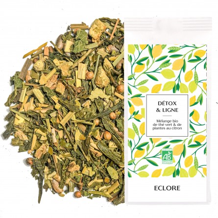 Mélange de thé vert bio et de plantes au citron Detox & Ligne