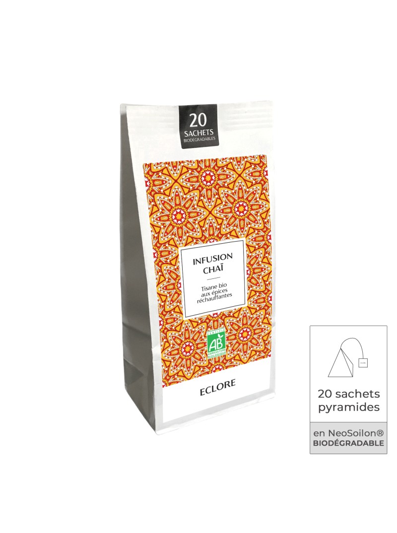 Sachets infusettes d'infusion chaï bio ECLORE (infusion bio aux épices)