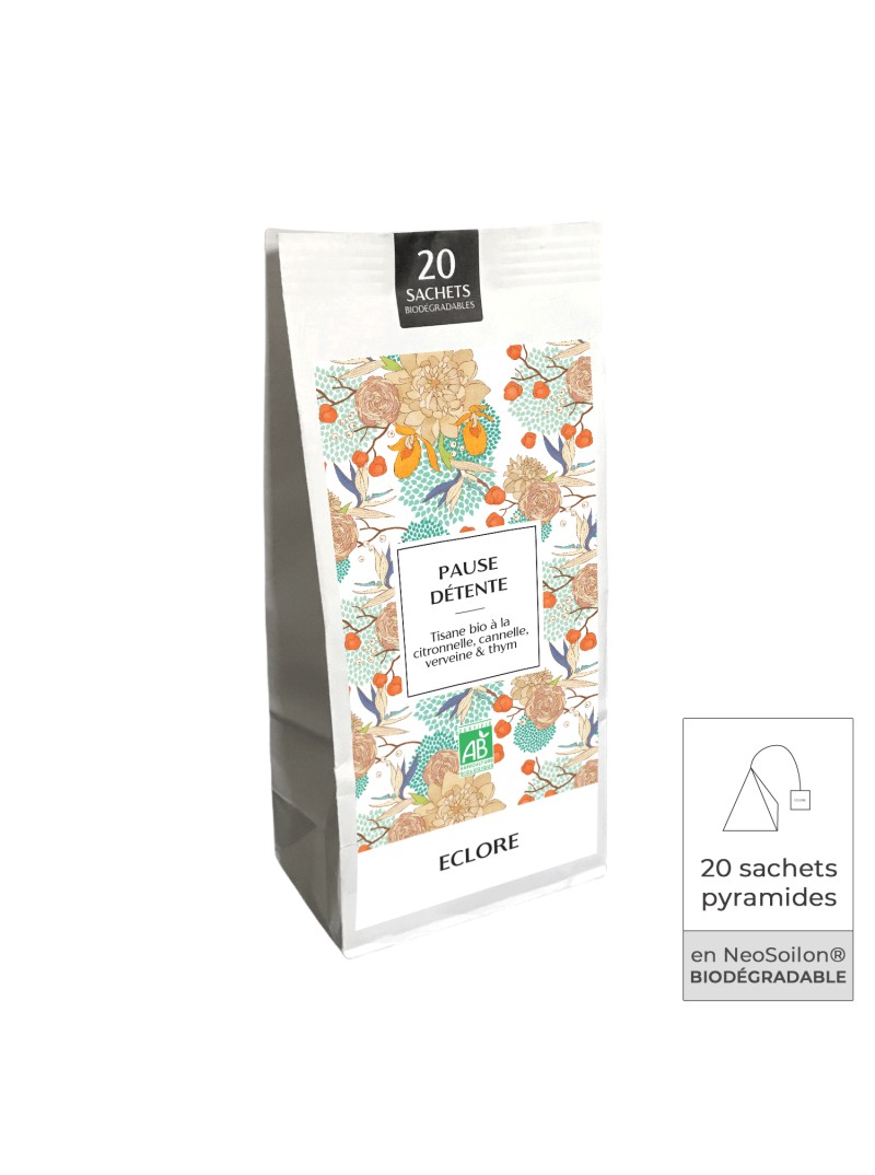 20 sachets de tisane bio Pause Détente aux notes de citron et de cannelle