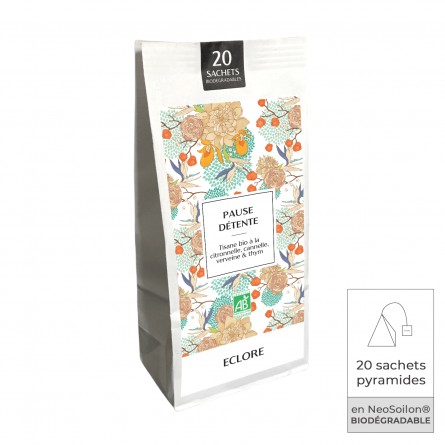 20 sachets de tisane bio Pause Détente aux notes de citron et de cannelle