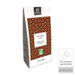 20 sachets pyramides de thé noir chaï bio ECLORE (grandes feuilles et épices entières)