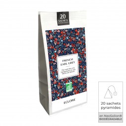 20 sachets infusettes de thé noir bio French Earl Grey (grandes feuilles) ECLORE.