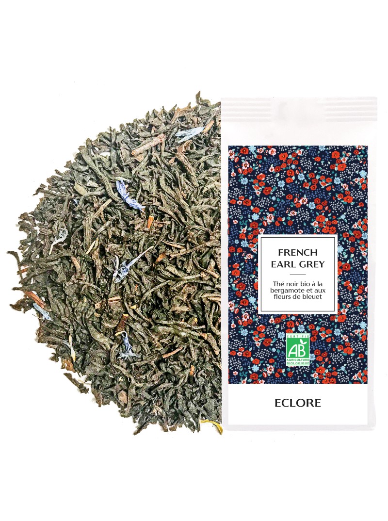 Sachet de thé noir bio French Earl Grey aux fleurs de bleuet en vrac