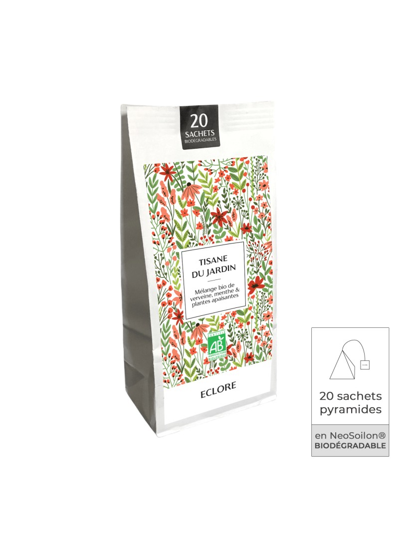 20 sachets infusettes de Tisane du jardin bio à la verveine et à la menthe