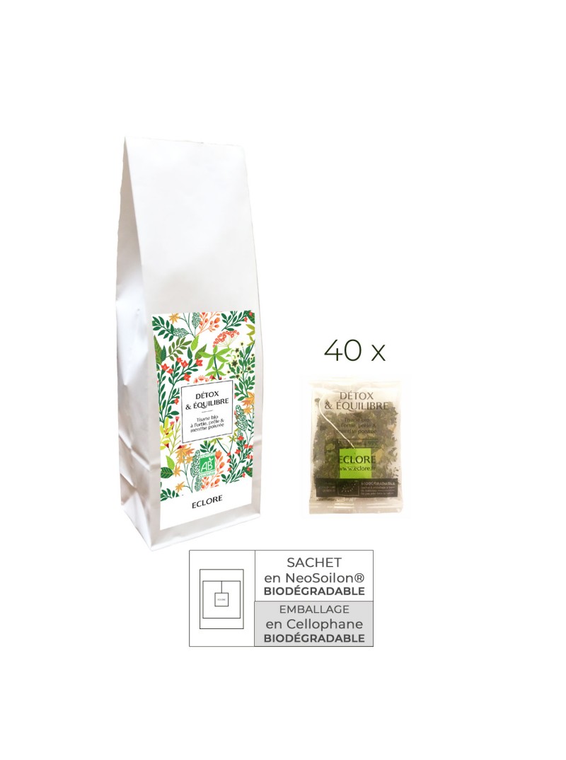 40 sachets individuels biodégradables d'infusion bio Detox & Equilibre à l'ortie