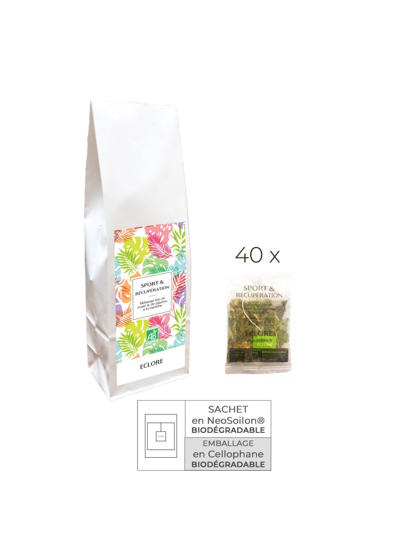 40 sachets individuels biodégradables de maté bio Sport & Récupération