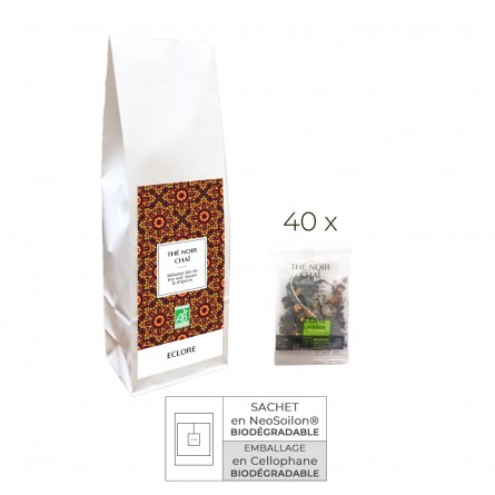 40 sachets individuels biodégradables de thé noir chaï bio