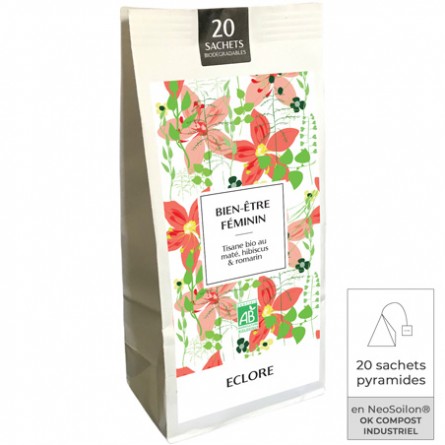 Infusion bio bien-être féminin : 20 sachets pyramides compostables
