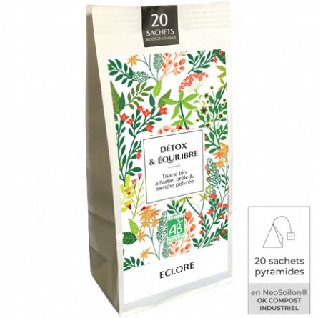 Tisane bio à l'ortie et à la menthe Detox & Equilibre en sachets compostables