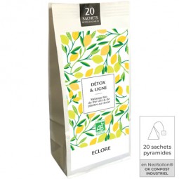 Thé Detox & Ligne : 20 sachets compostables de thé vert bio aux plantes drainantes