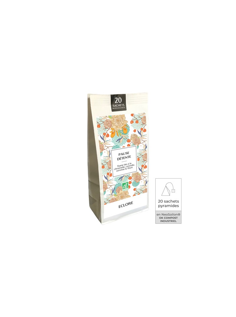 Tisane bio pour la détente en sachets compostables