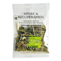Sachet de tisane bio au maté pour le sport et la récupération. Compostable et sans plastique.