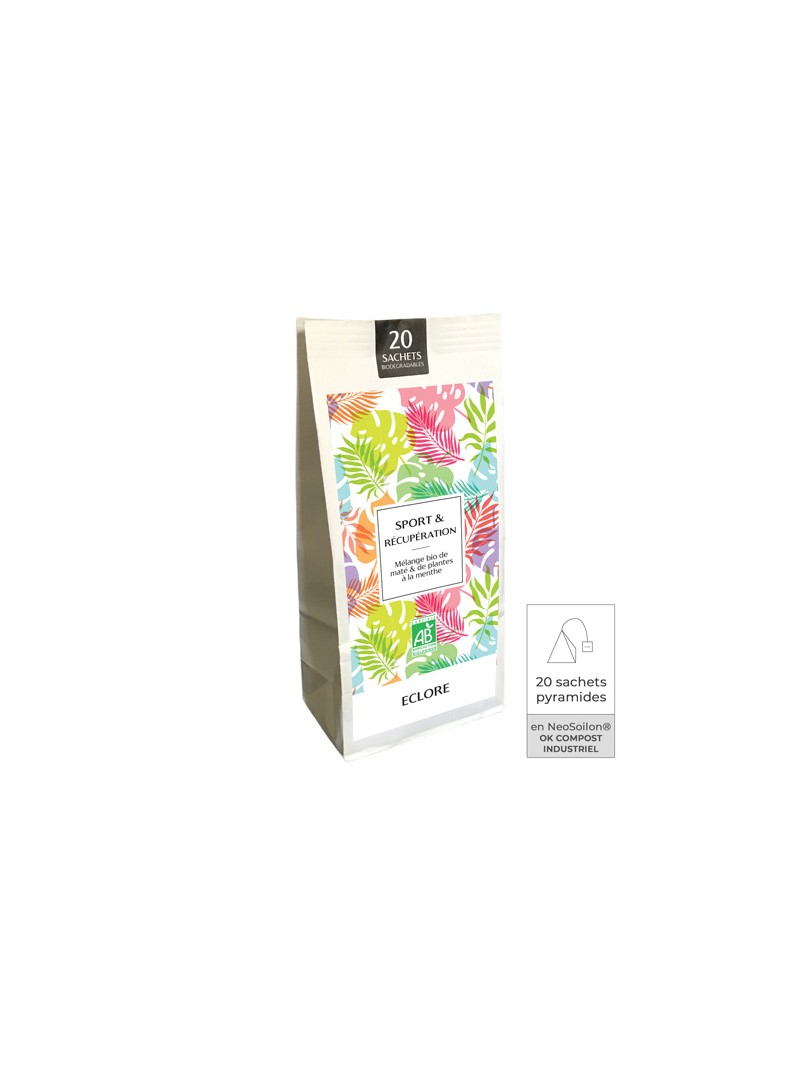 Tisane pour le sport et la récupération au maté bio en sachets compostables