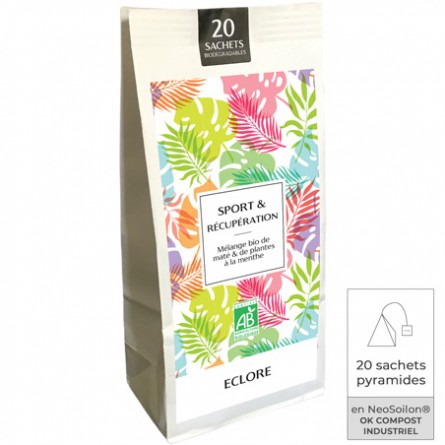 Tisane pour le sport et la récupération au maté bio en sachets compostables