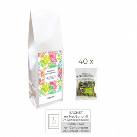 Tisane bio pour le sport et la récupération en sachets compostables sans plastique