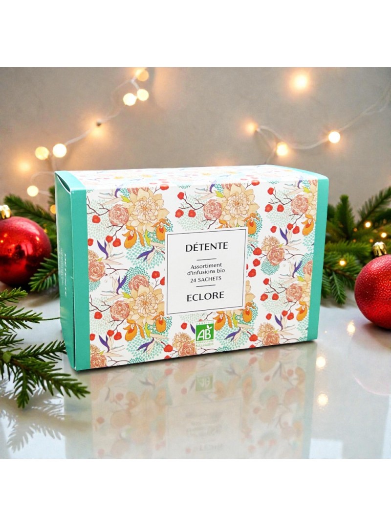 Coffret Cadeau d'infusions bio Détente : 24 sachets compostables - 6 infusions bio relaxantes