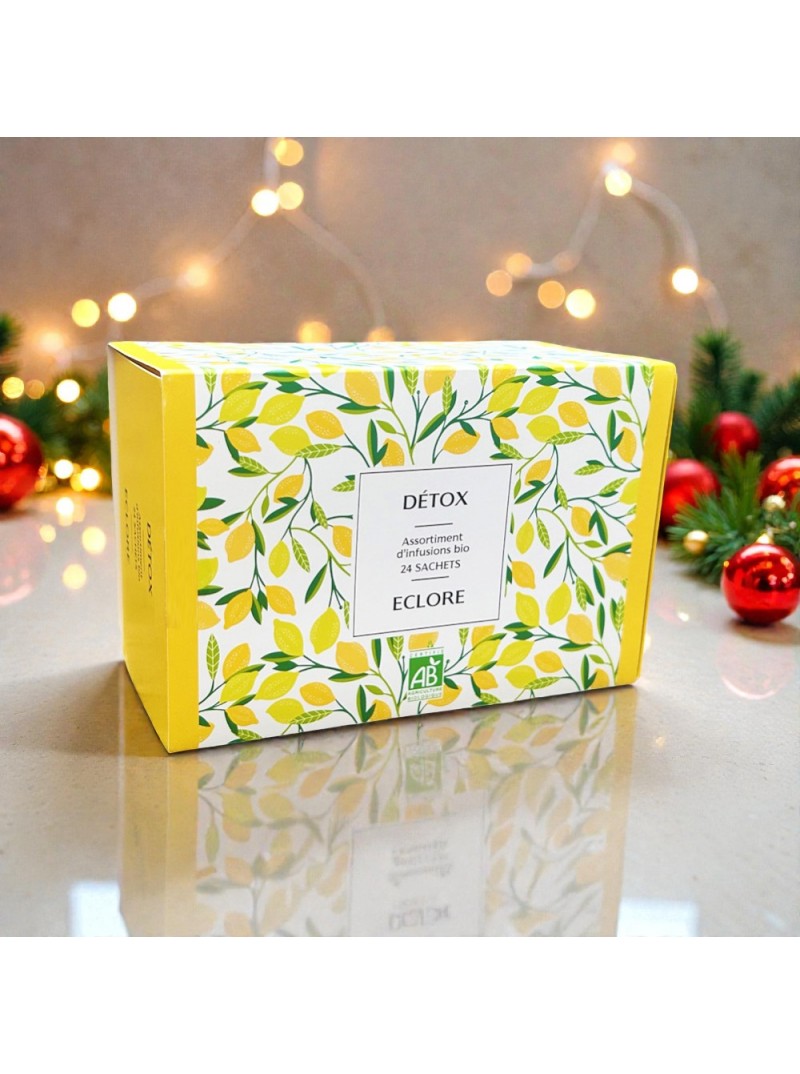 Coffret Cadeau d'infusions et thé vert bio Detox - 24 sachets pour une cure detox après les fêtes