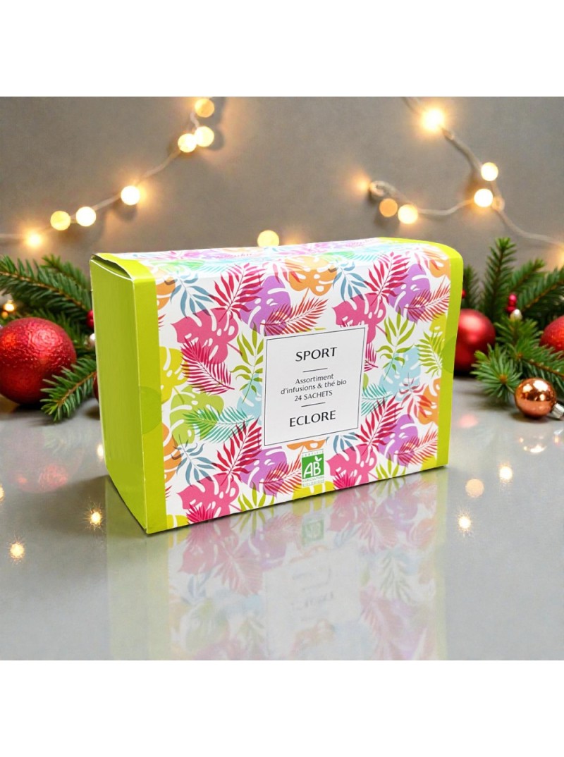 Coffret cadeau de thés et infusions bio pour le sport et la récupération des sportifs. Cadeau écoresponsable.
