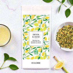 Thé vert bio detox au maté et aux plantes dépuratives, à l'huile essentielle de citron.