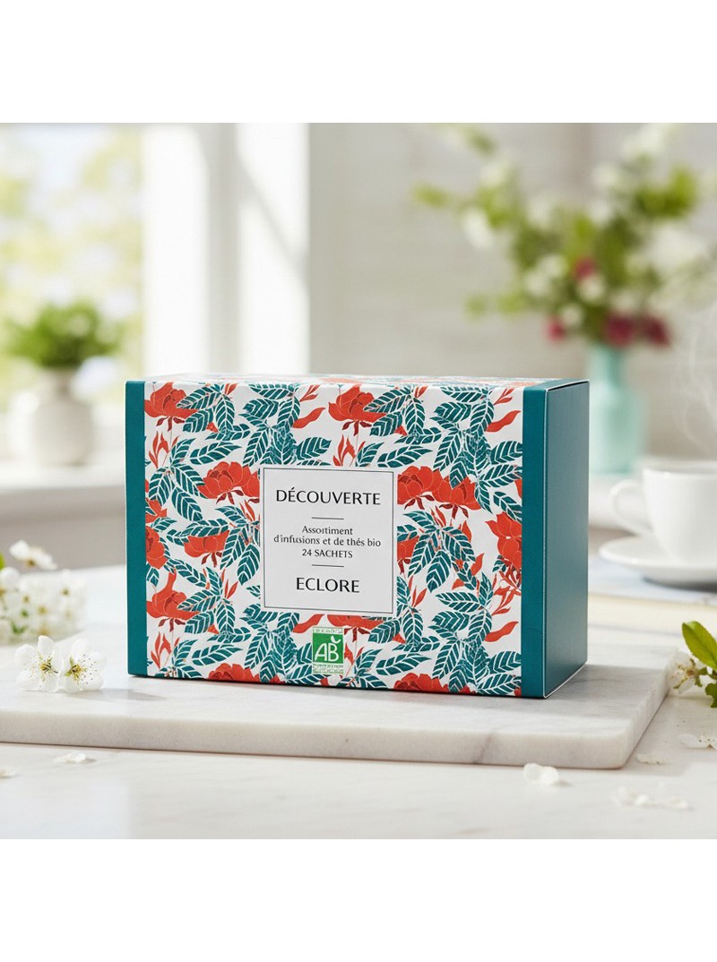 Coffret cadeau de thés et infusions bio : assortiment de 24 thés et infusions bio en sachet pour la Découverte de la gamme.
