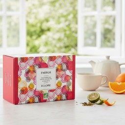 Coffret de thés bio en sachets compostables Energie pour un cadeau écoresponsable.