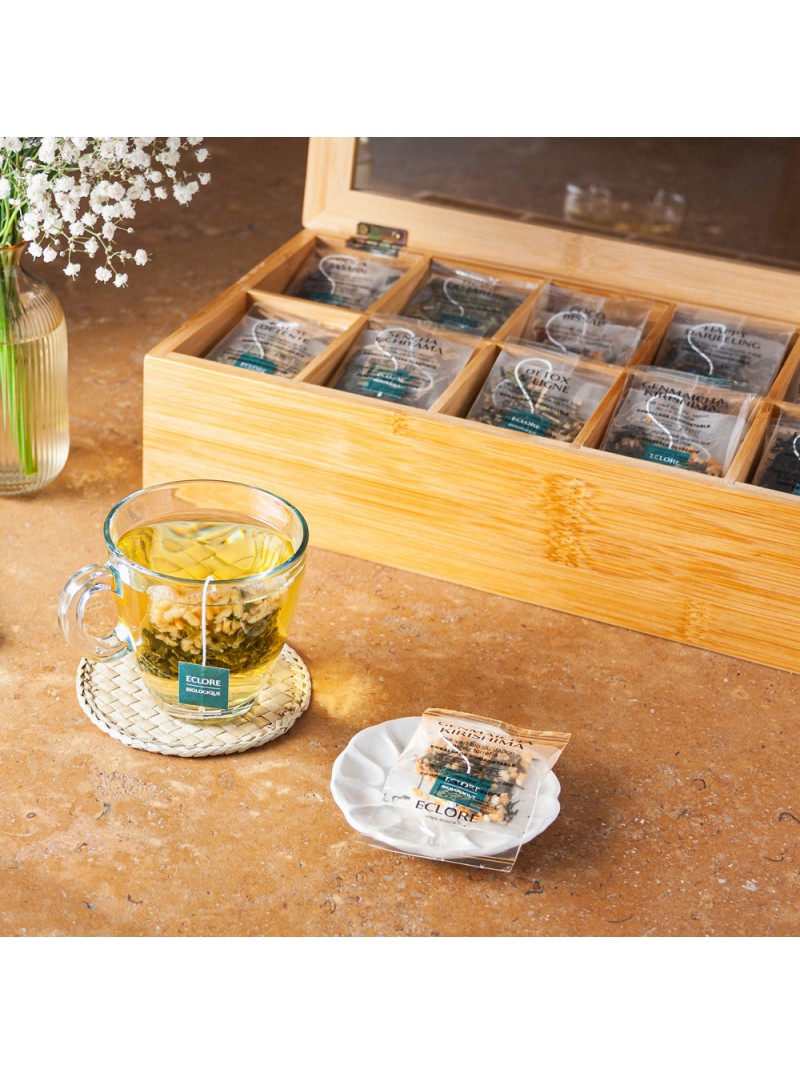 Boîte à sachets de thé 10 compartiments en bambou